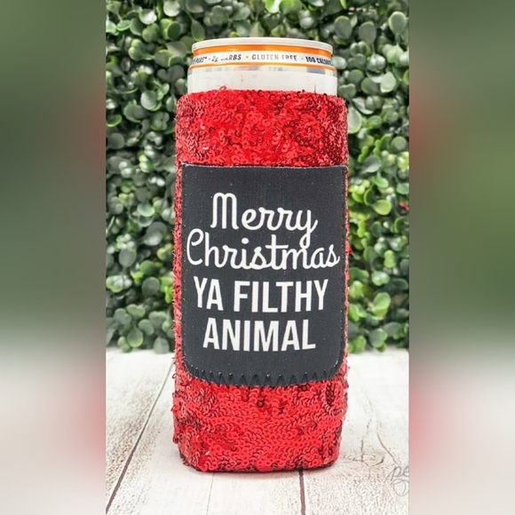 Peachy Keen Other - Merry Christmas Ya Filthy Animal Can Cooler Red
